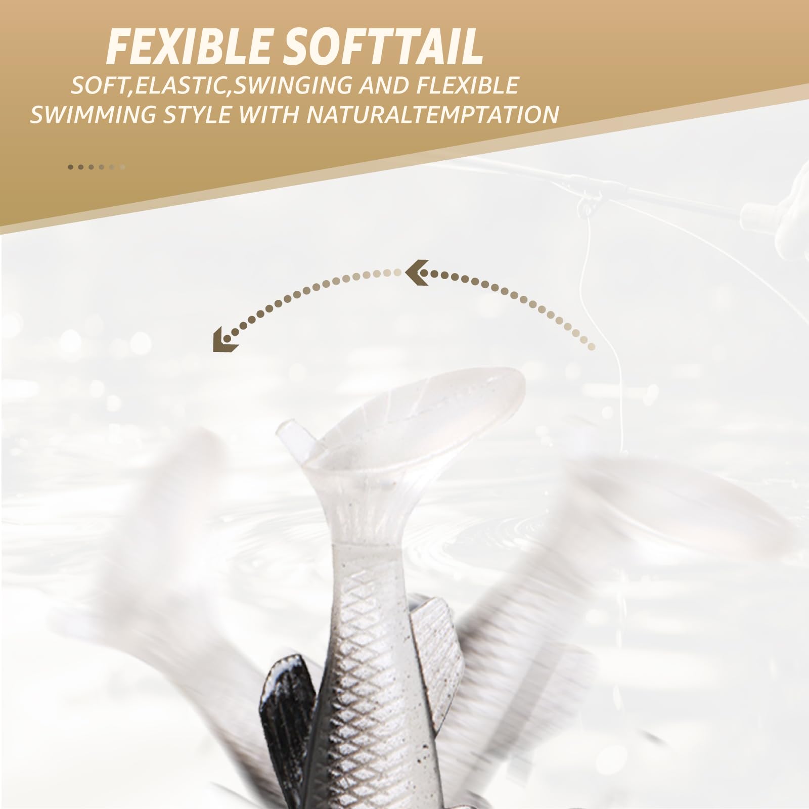 Close-up of pre-rigged jig head paddle tail swimbait