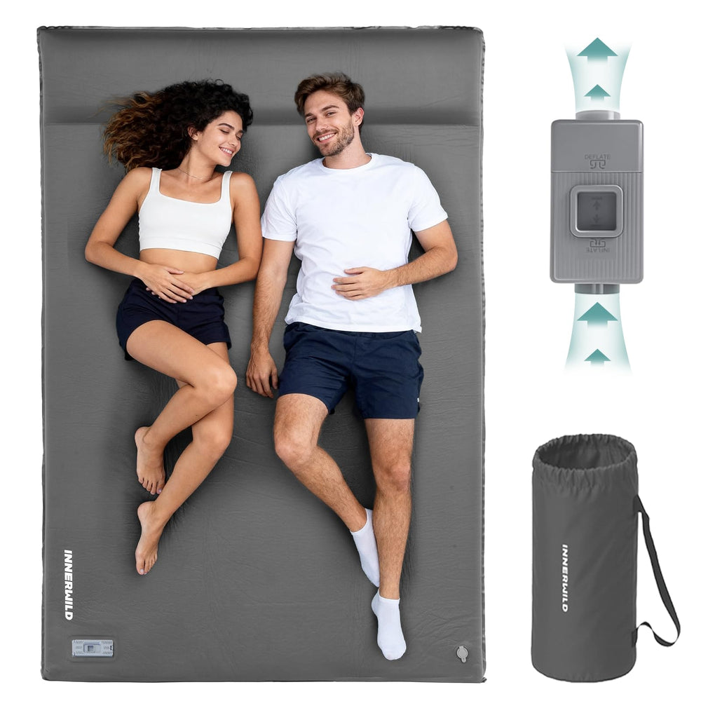 INNERWILD double camping sleeping pad shows generous space for couples and families to relax