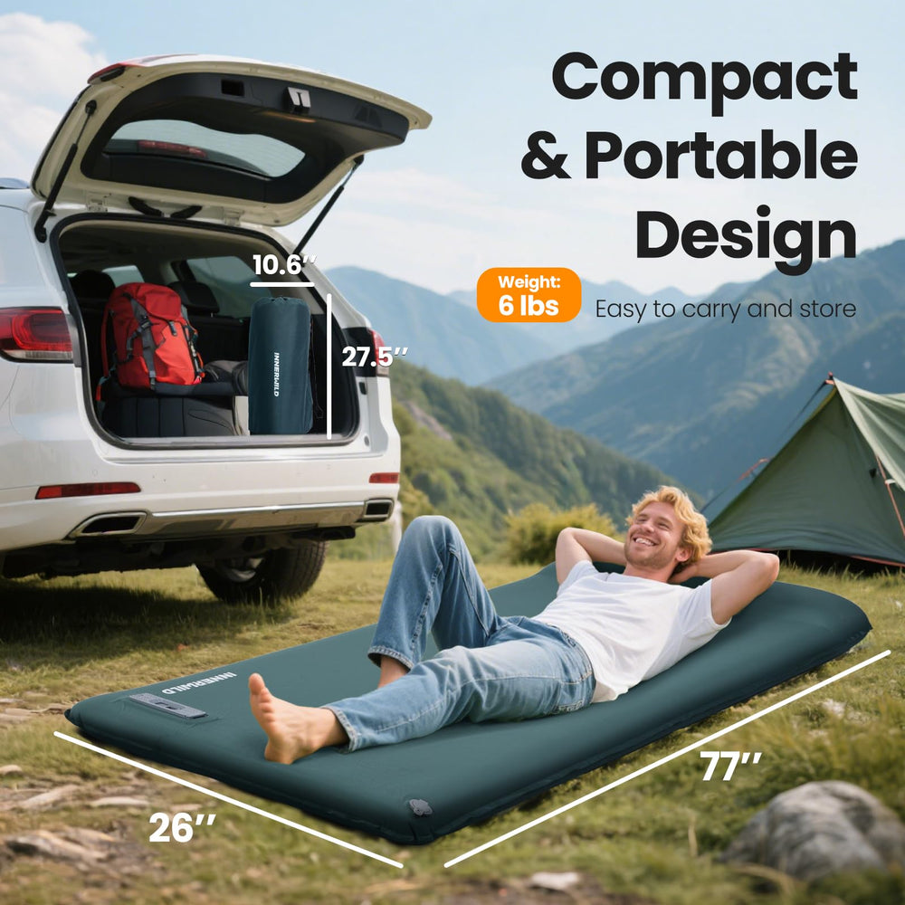INNERWILD sleeping pad pillow detail showing integrated neck support for restful nights.