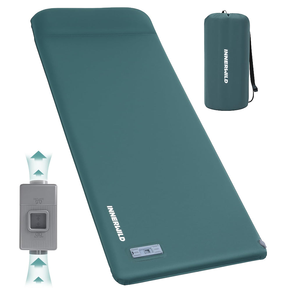 INNERWILD sleeping pad with self-inflating pump enables quick, effortless setup.