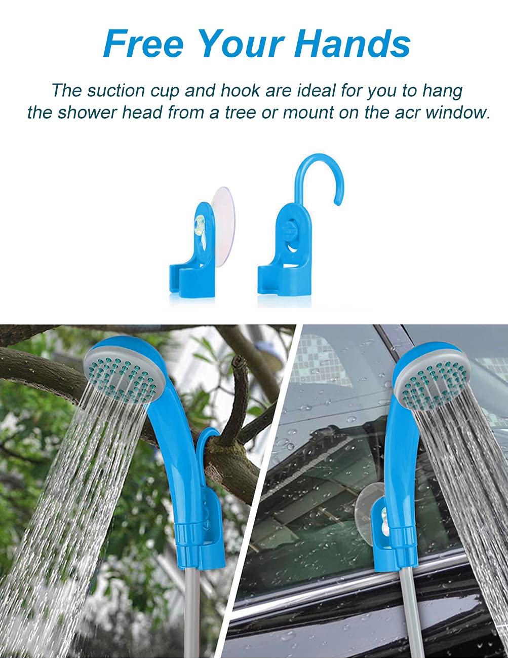 An innhom portable shower-water-filter keeps water clean and shower head protected.