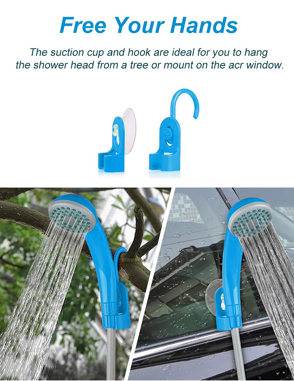 An innhom portable shower-water-filter keeps water clean and shower head protected.