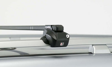 Rubber-coated straps minimize scratching on rails during use.