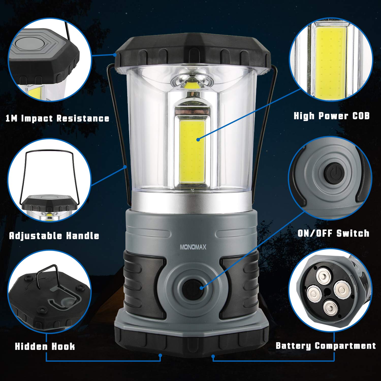innofox LED lantern IPX4 weatherproof for rain, snow, and rugged outdoor use.