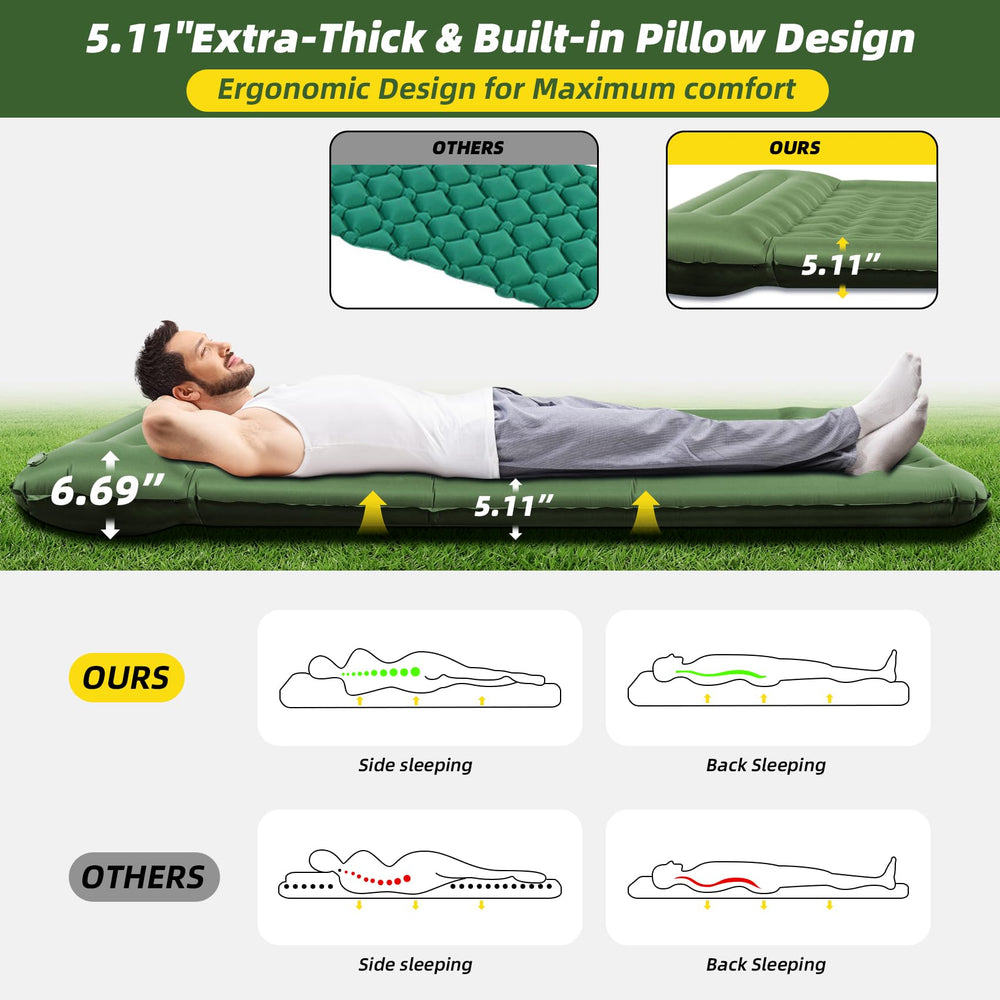 InnoMast sleeping pad built-in pillow offers head comfort outdoors.