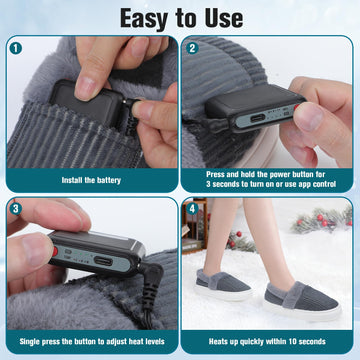 Innonew heated slippers cushioned EVA insole and anti-slip sole for indoor safety