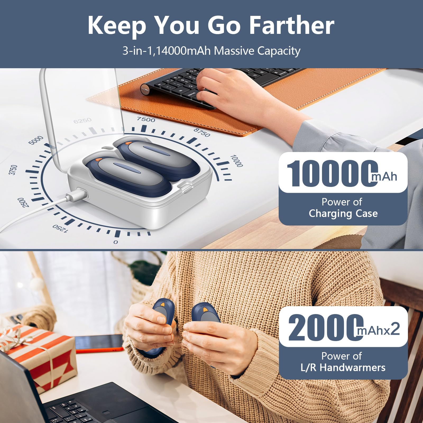 Innopower hand warmers with charging case ready for on-the-go recharges