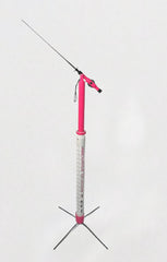 Innovative Tip Down Ice Fishing System in pink, improves visibility and control on ice fishing trips.