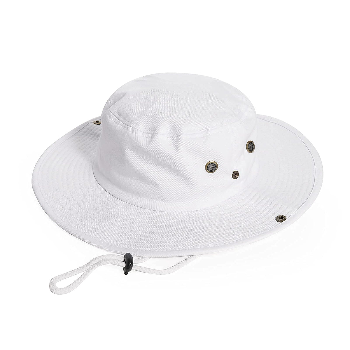 INOGIH cotton sun hat with wide white brim for sun protection.