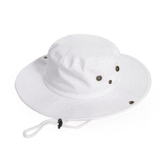 INOGIH cotton sun hat with wide white brim for sun protection.