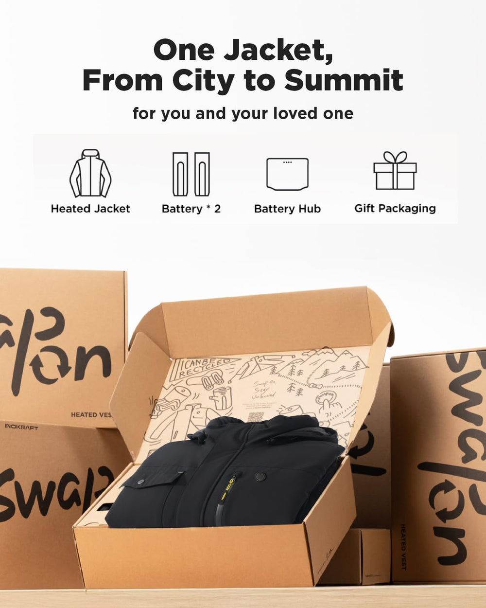 InoKraft worn jacket in use illustrates all-day warmth during daily activities