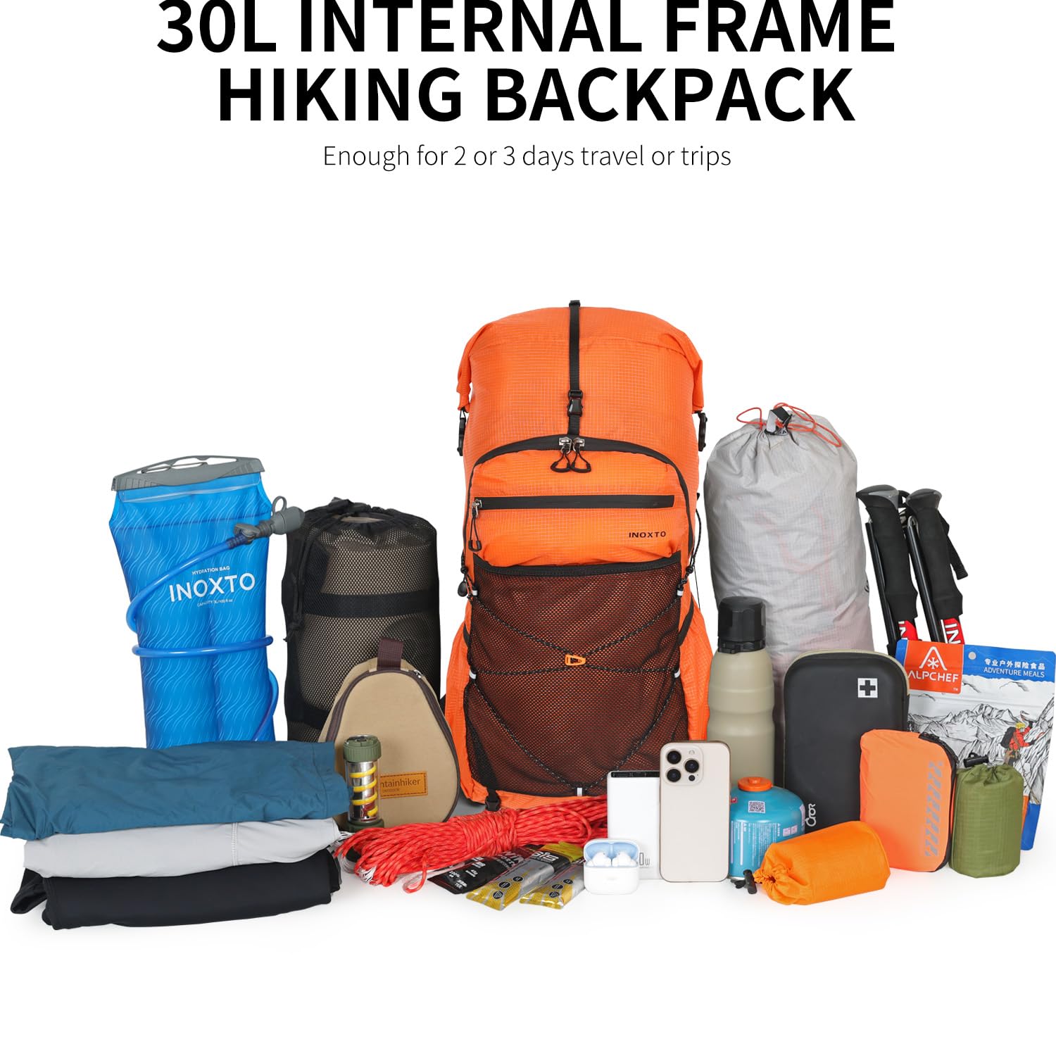 IX INOXTO hiking backpack lightweight design supports all-day excursions and travel