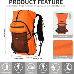 IX INOXTO hiking backpack water-bladder 3L display emphasizes easy hydration on trails