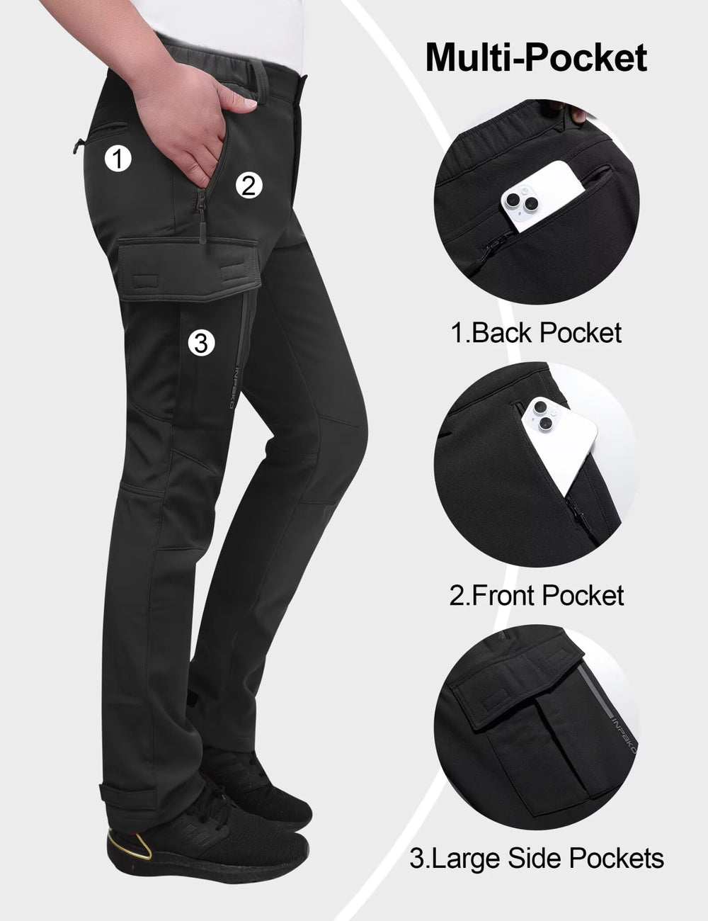 INPAKO D-ring detail for attaching keys and essentials during outdoor activity.