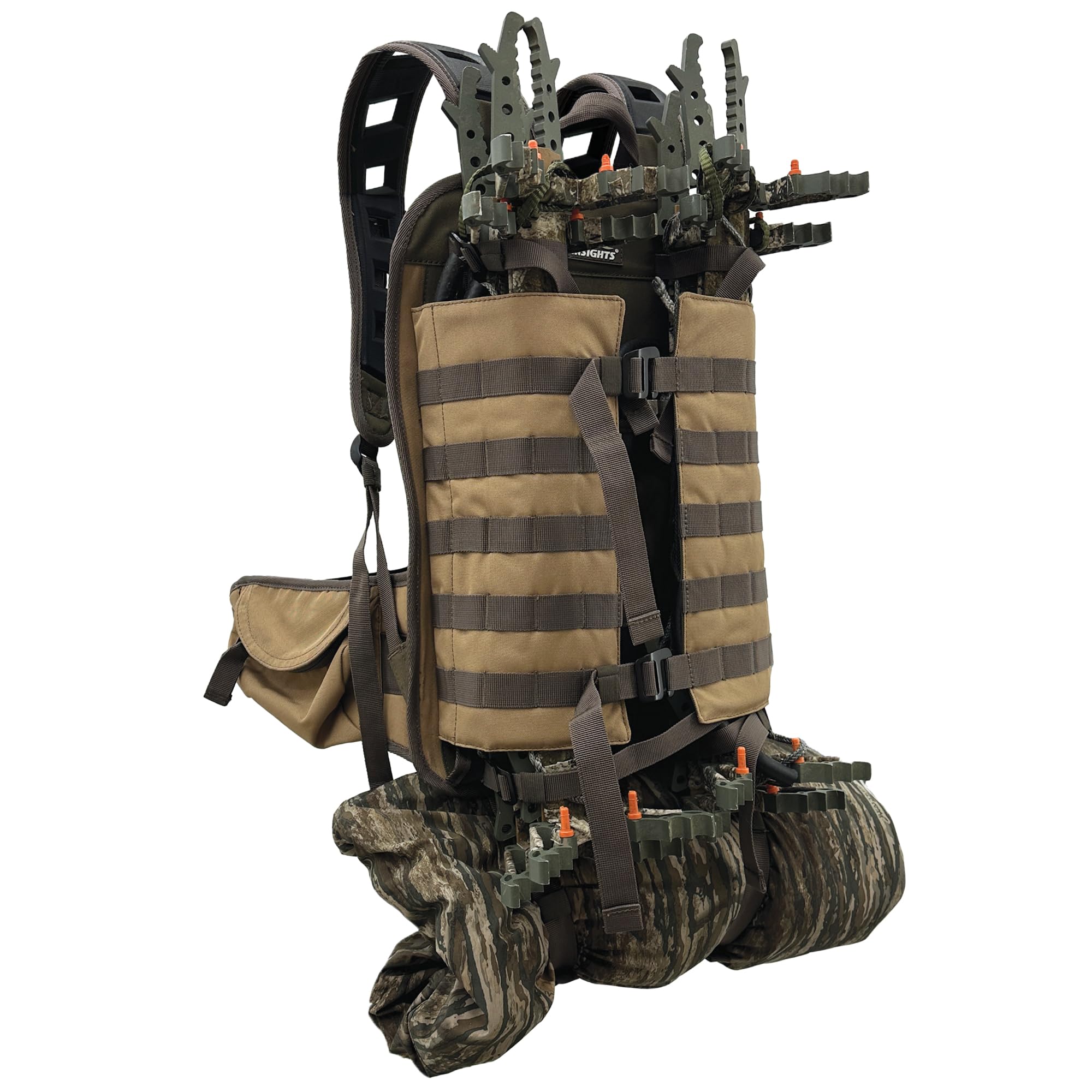 Insights Saddle Stalker Backpack front view highlights compact design for saddle hunts.