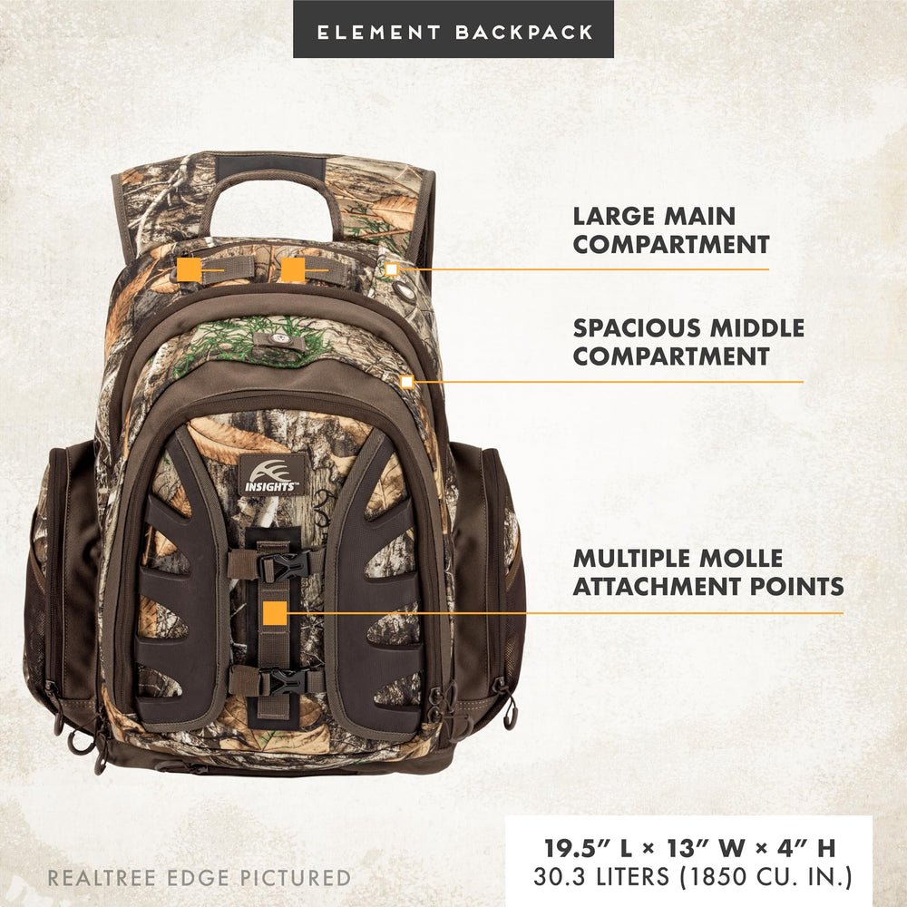 Insights The Element mesh back panel provides cool, padded support during long treks