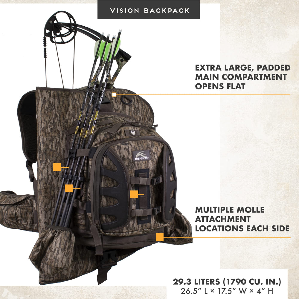 Insights Vision Bow Pack tree-stand shelf demonstrates flexible front-pocket storage