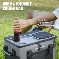 INSMEER 40L collapsible cooler unfolded for easy camping setup.