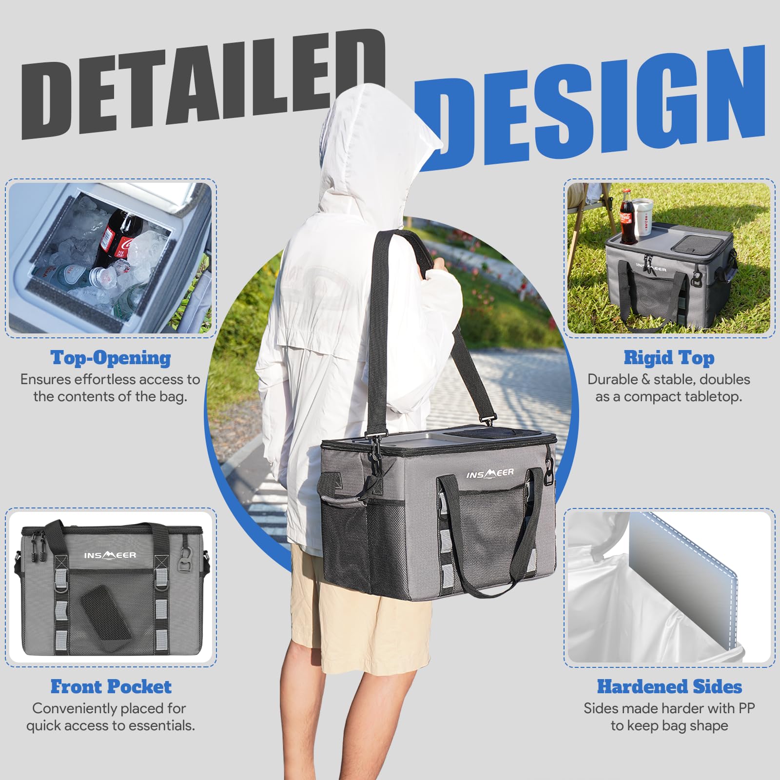 INSMEER beach-ready cooler perfect for picnics and camping trips.
