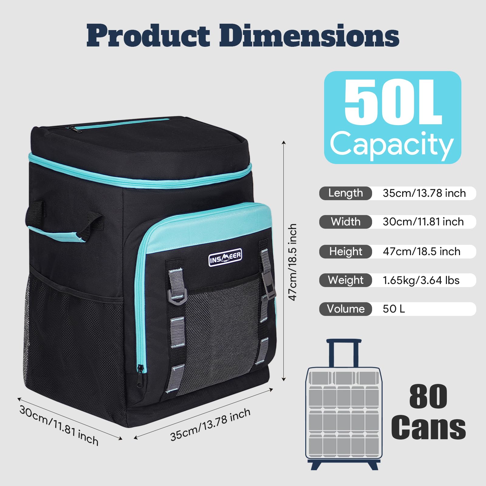 INSMEER cooler with open bag shows easy packing for picnics and road trips.