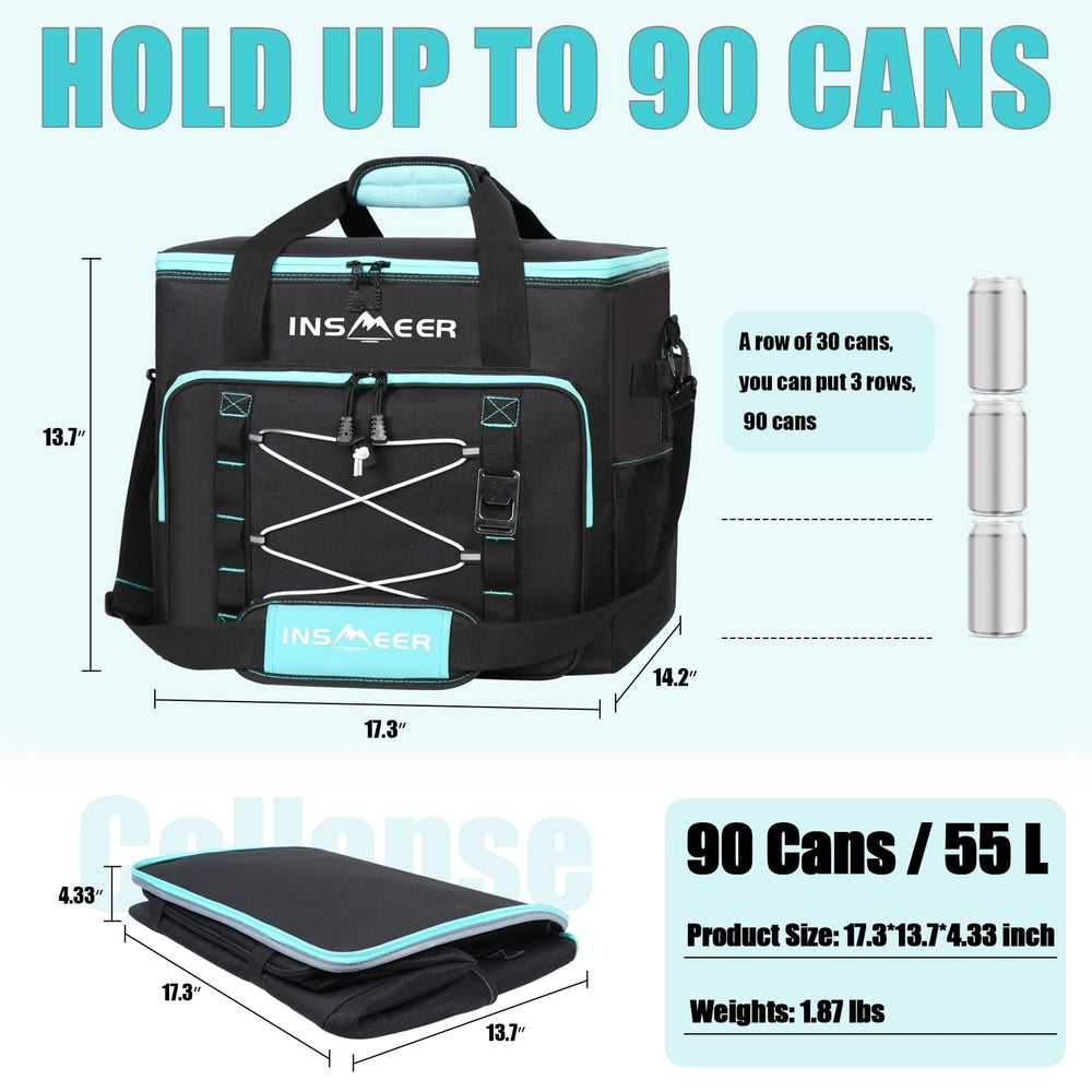 INSMEER large cooler bag with 55L capacity supports group gatherings.