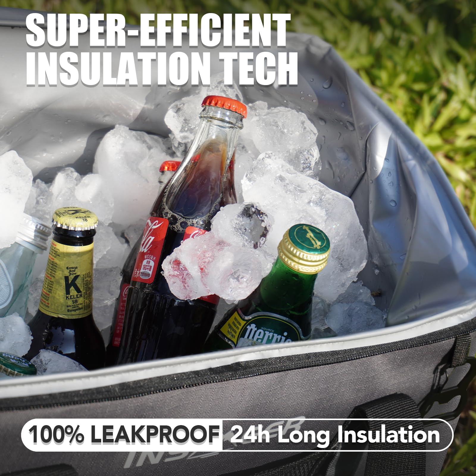 INSMEER cooler with mesh pockets for front essentials and organization.