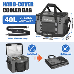 INSMEER soft cooler bag top table with cup holders for drinks.