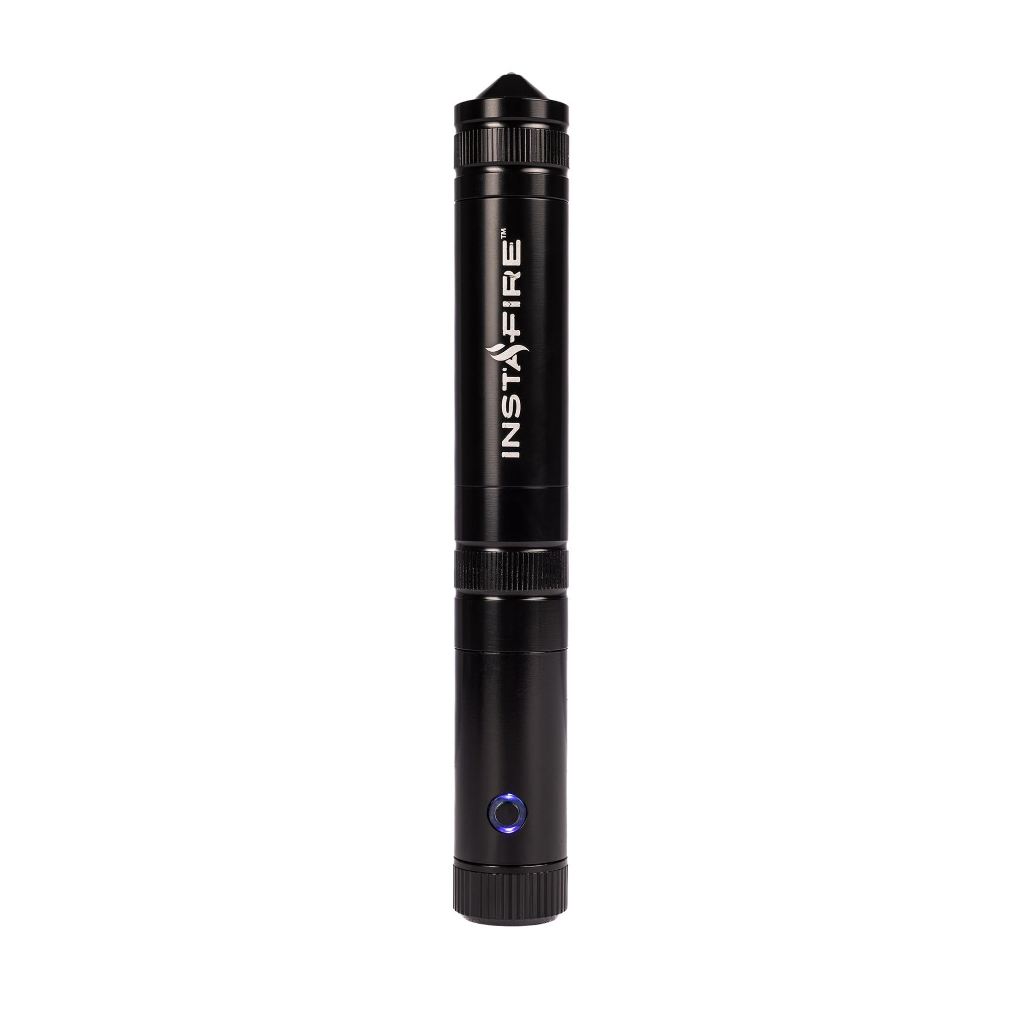 Insta-Fire Cross-Fire dual-arc lighter, front view, rugged outdoor-ready.