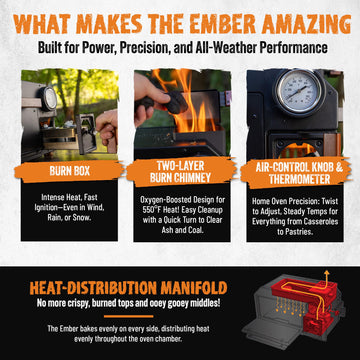 InstaFire Ember Oven camping setup with compact carry-friendly design.