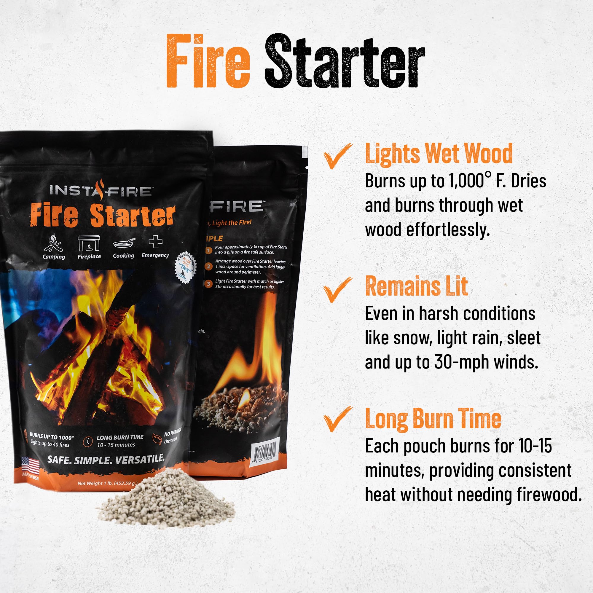 Insta-Fire fire ropes braided with wax barrier stay pliable when wet
