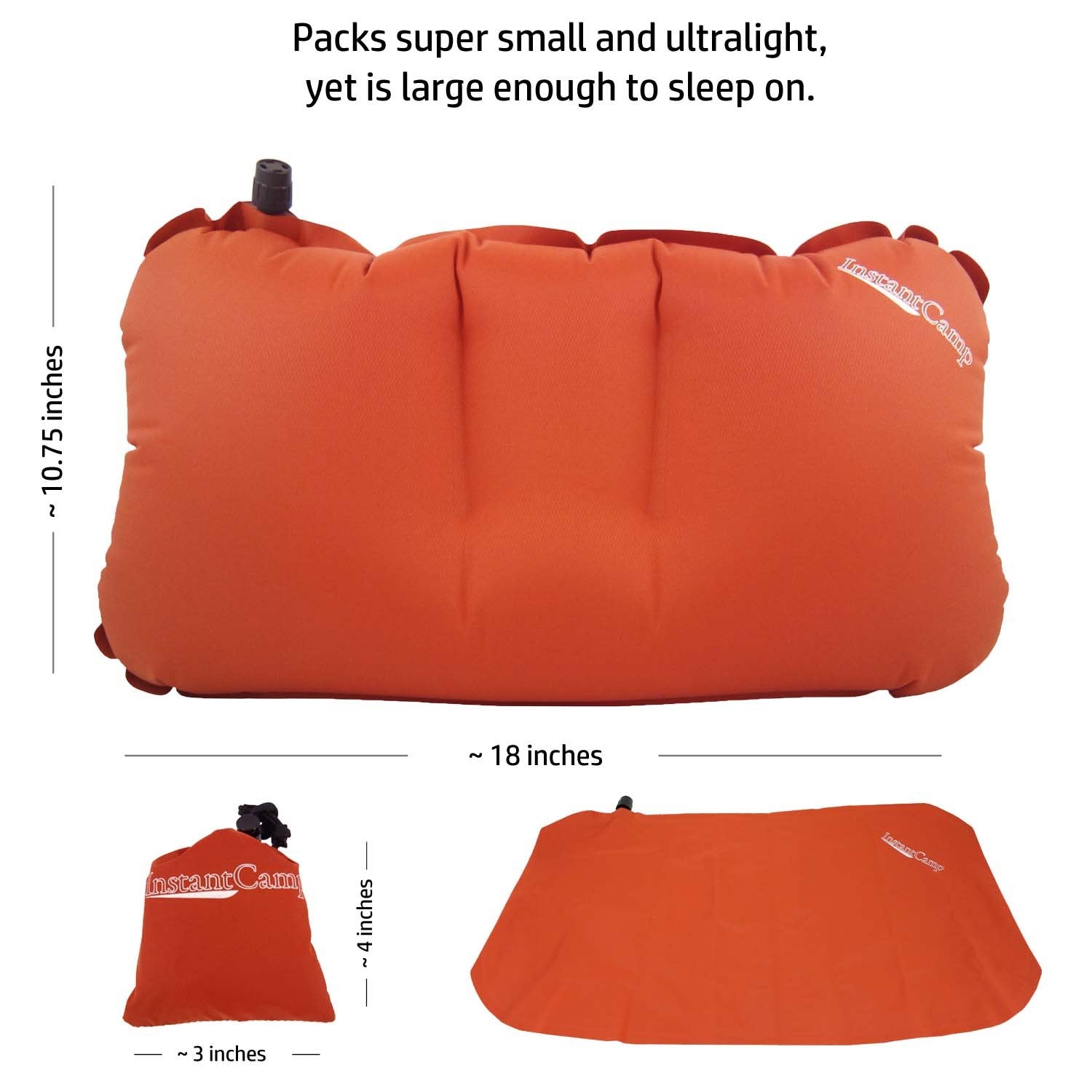 InstantCamp Ultra Light Pillow's durable 40D nylon resists wear on rugged trips.