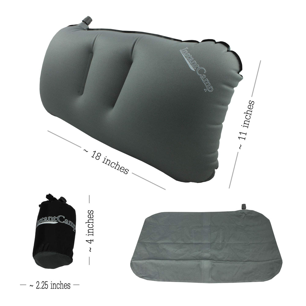InstantCamp Ultralight Pillow neck-support-center-baffle provides stabilizing head alignment during naps.