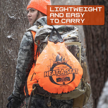 Insulated hunting seat cushion by Thermaseat showing waterproof surface