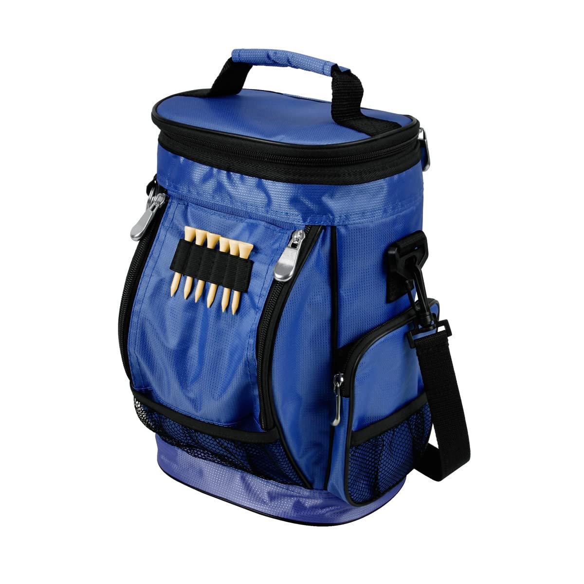 Intech Navy Blue Golf Bag Cooler top view showing portable hydration on the course.