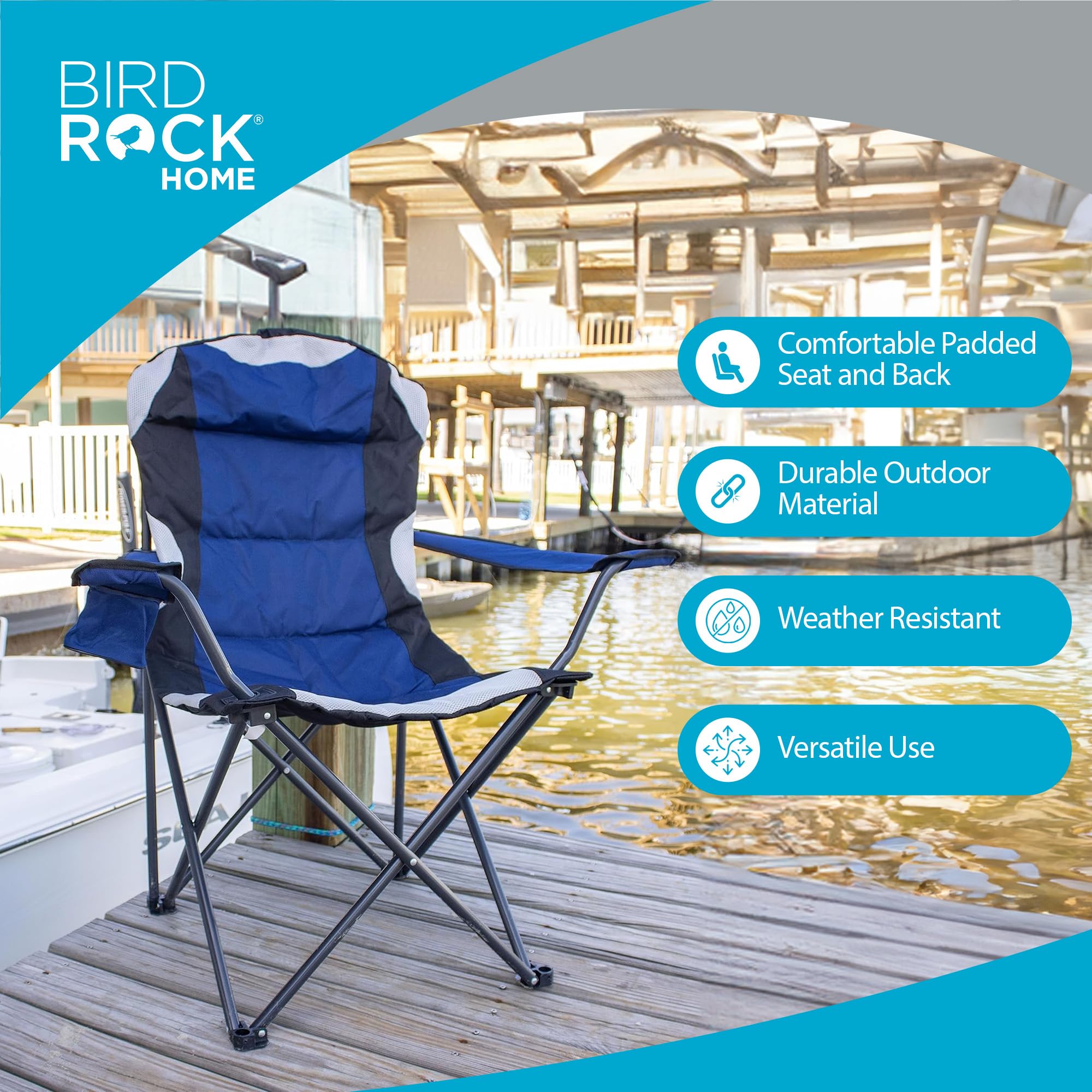 Internet's Best padded camping chair with durable 600D fabric for outdoors.