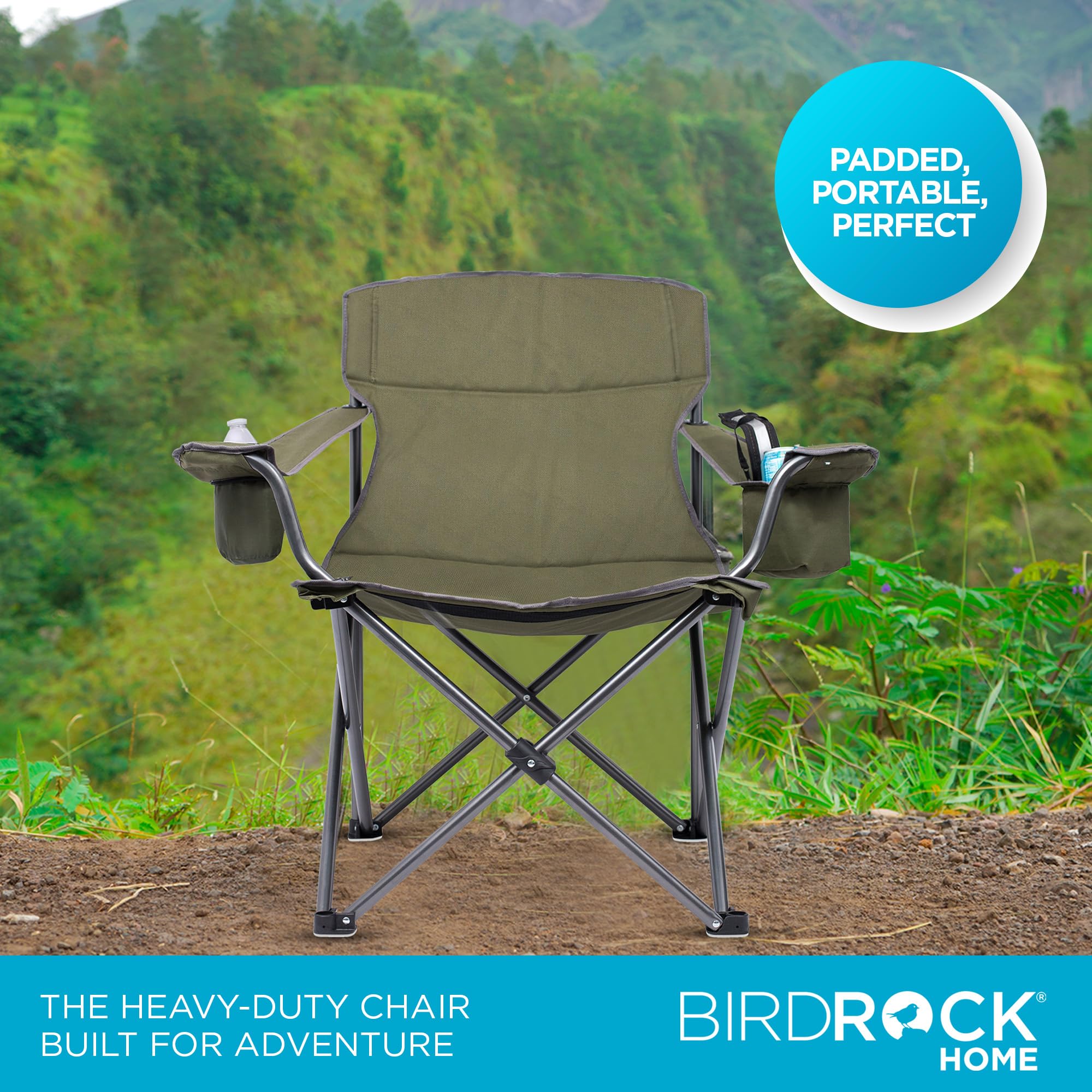 Internet's Best XL padded chair shows roomy dimensions for comfort