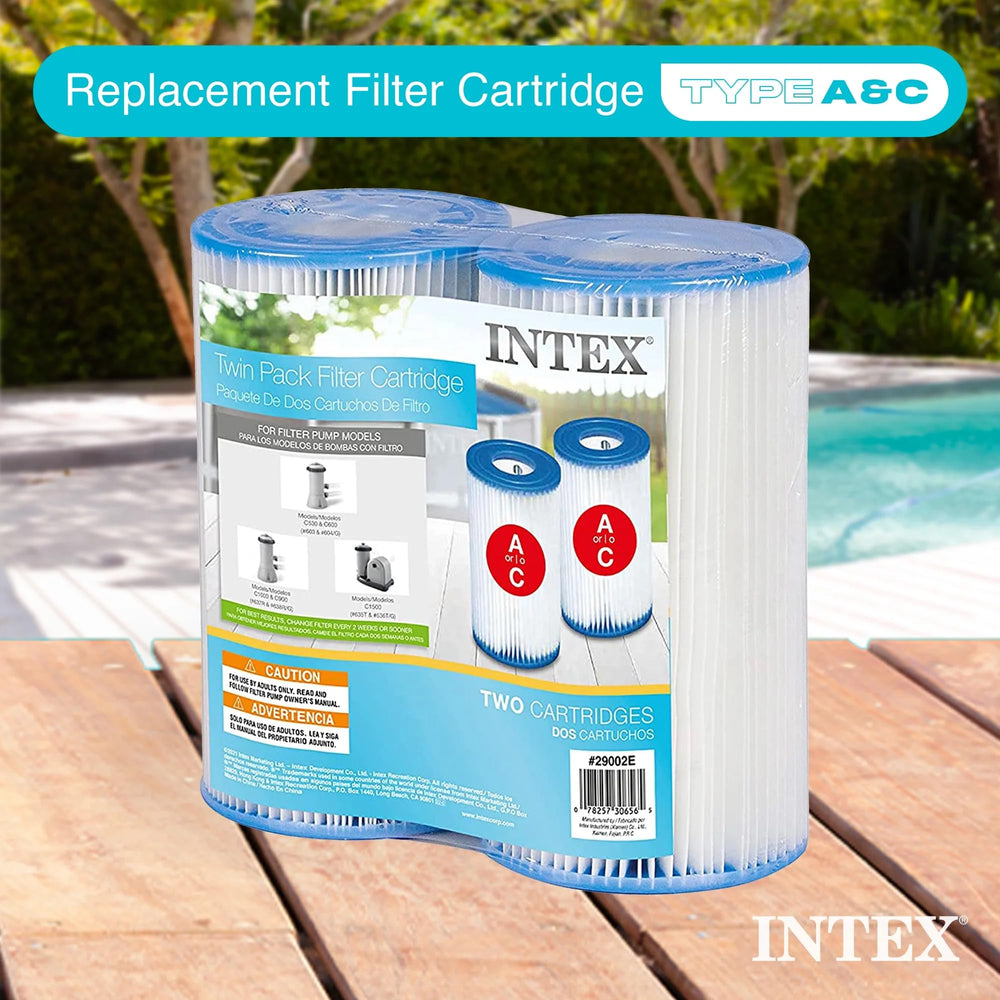 Intex 29002E cartridge label detail showing compatibility with pool filters