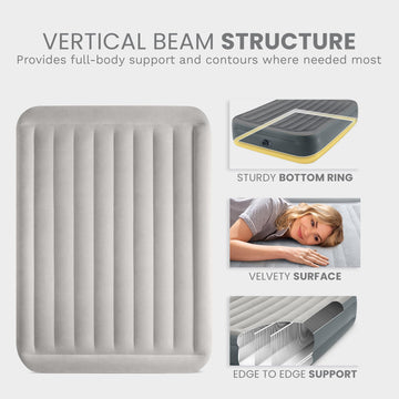 Intex 64125ED velvet-smooth top layer enhances comfort during nightly rest.