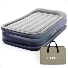 Intex 64131ED Dura-Beam Deluxe Pillow with built-in pump enables quick, effortless inflation.