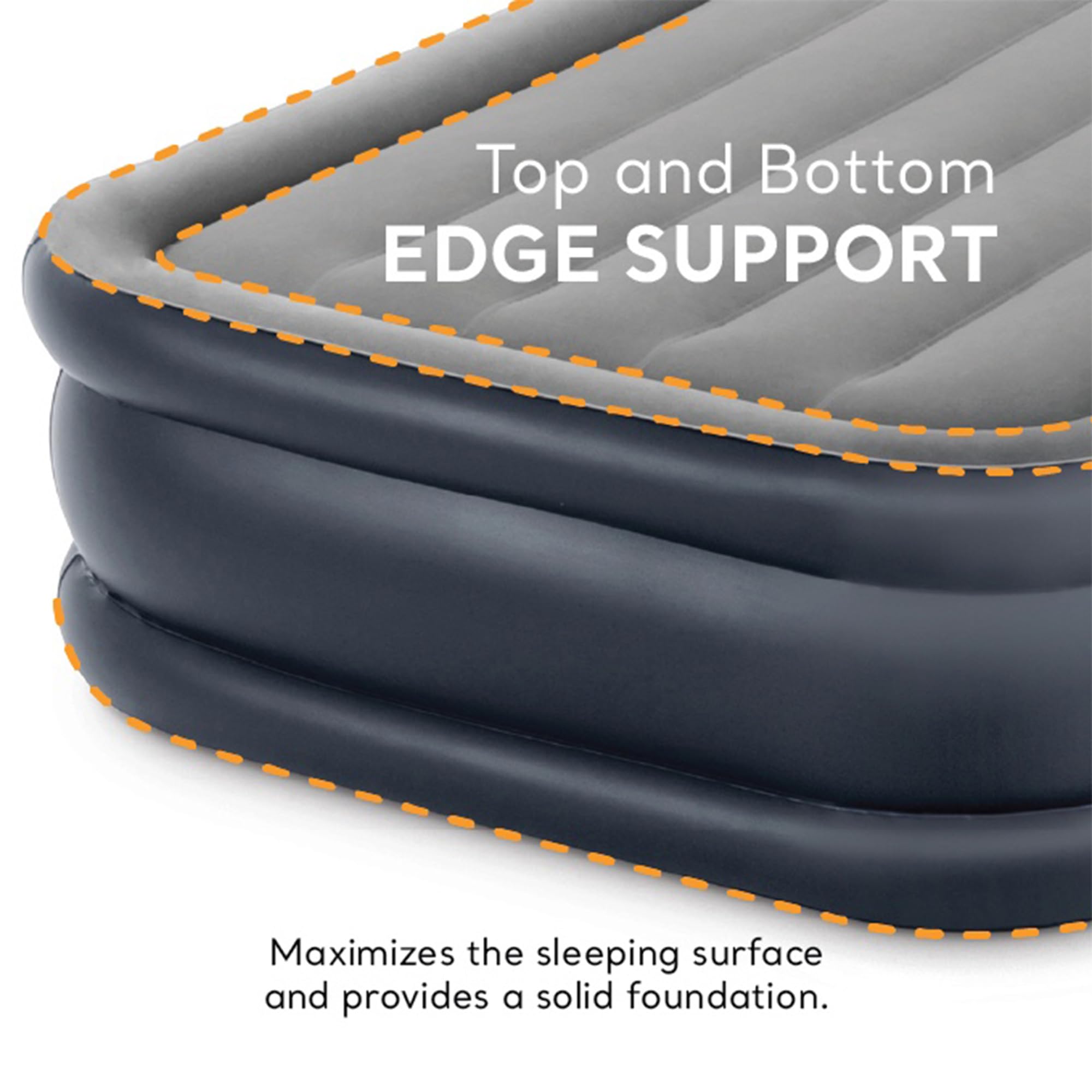 Intex 64131ED Dura-Beam Deluxe Pillow top and bottom rings prevent sagging.