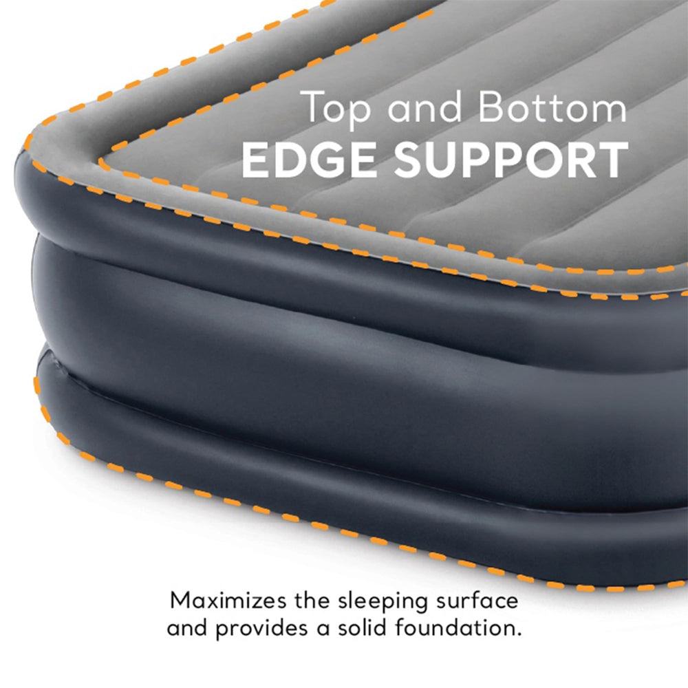 Intex 64131ED Dura-Beam Deluxe Pillow top and bottom rings prevent sagging.
