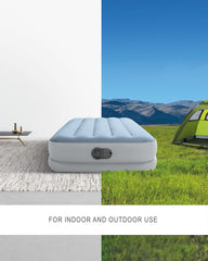 Raised 14-inch height of Intex 64157E mid-rise mattress for stable sleep surface.