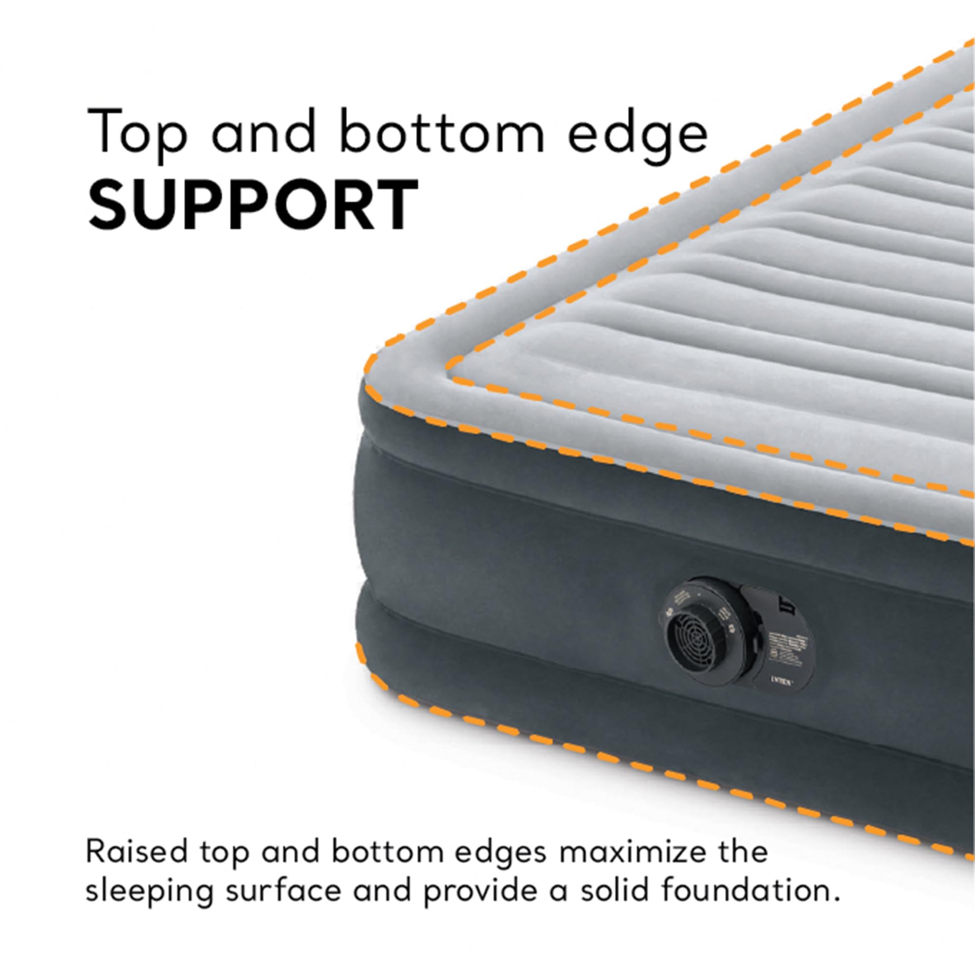 Intex Dura-Beam Deluxe Comfort-Plush edge sag-resistance supports sleeping near edges.