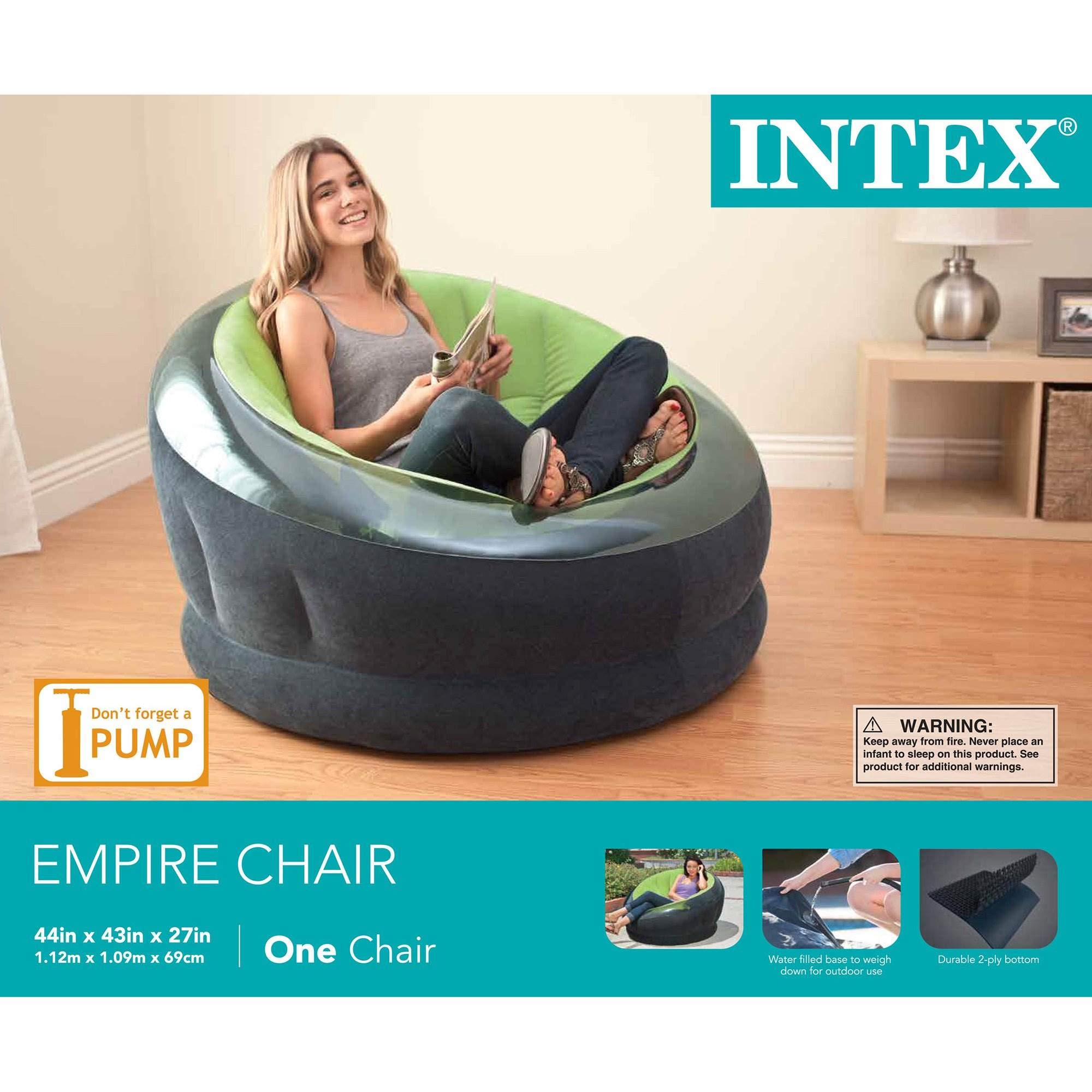 Intex 68581EP ready for outdoor lounging on patios and dorm balconies.