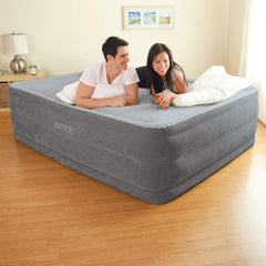 Intex Comfort Plush elevated airbed side view emphasizes height and edge stability