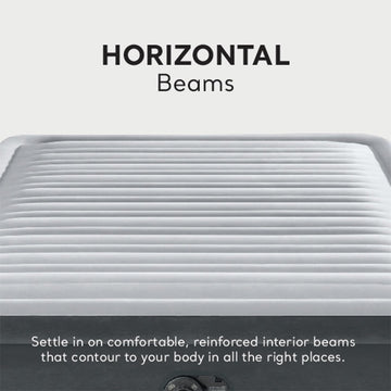 Intex Dura-Beam Deluxe stretch note indicates initial inflation may feel soft before settling.