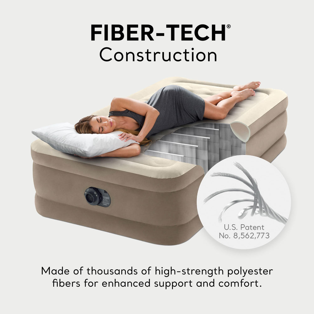 Intex Dura-Beam Deluxe Ultra Plush lumbar support with Fiber-Tech fibers for alignment