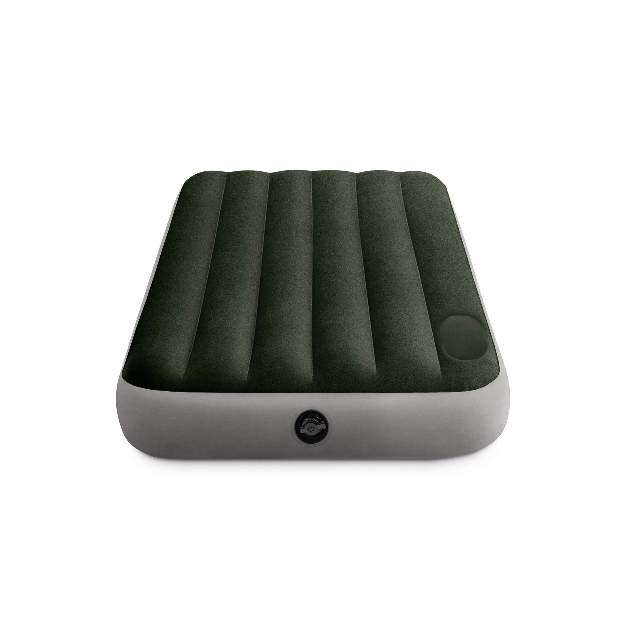 Intex Dura-Beam Downy air mattress with built-in foot pump for quick setup.