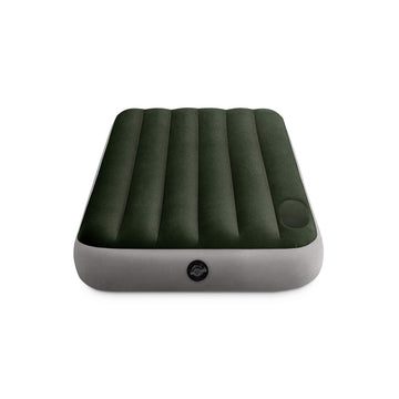 Intex Dura-Beam Downy air mattress with built-in foot pump for quick setup.