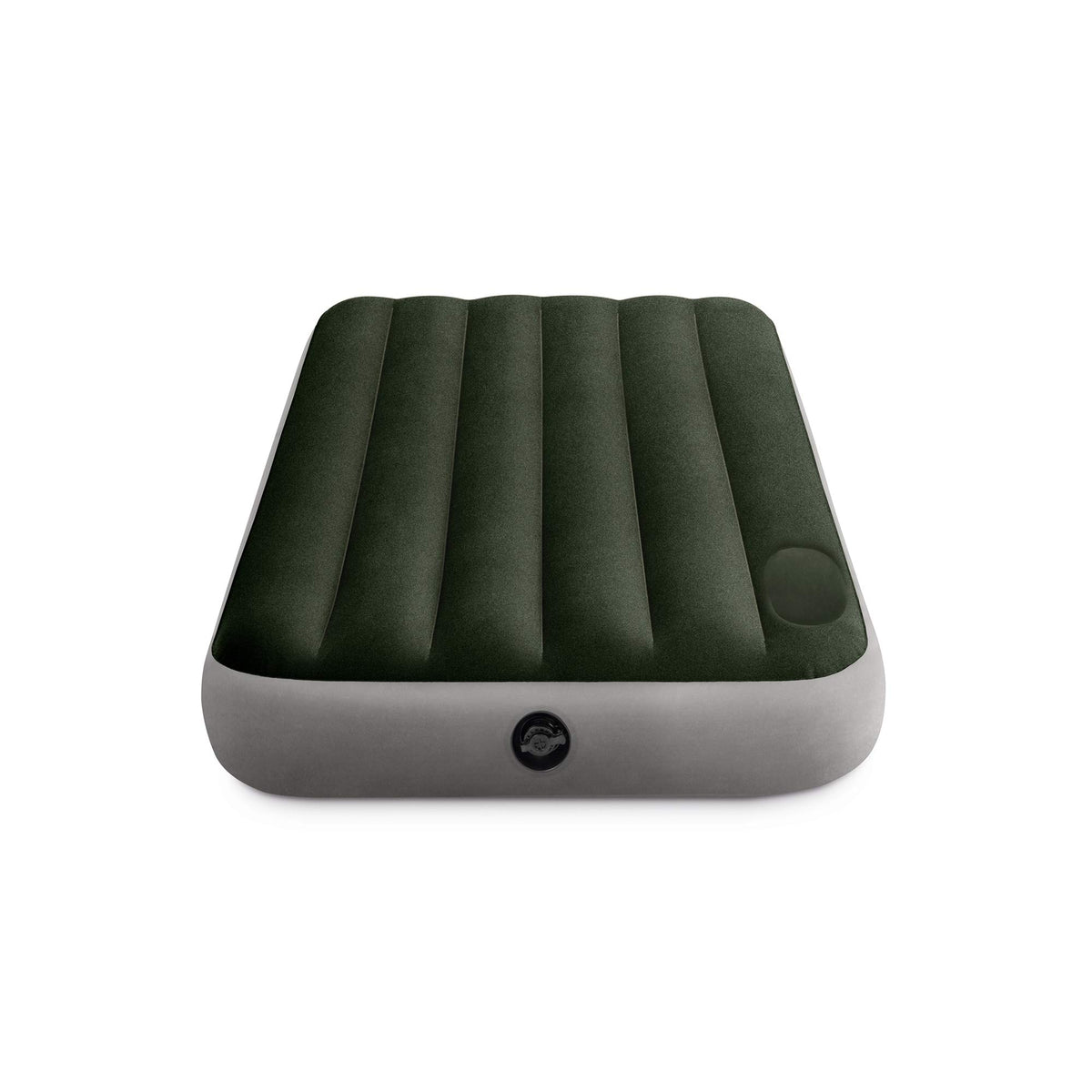 Intex Dura-Beam Downy air mattress with built-in foot pump for quick setup.